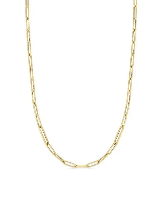 ROBERTO COIN DESIGNER GOLD ALTERNATING SIZE PAPERCLIP LINK CHAIN NECKLACE - Picture 2 of 10